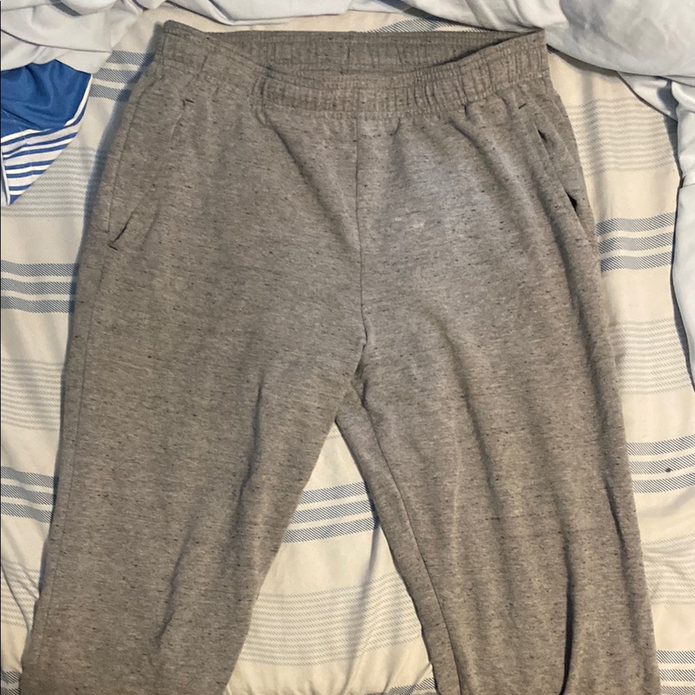 Champion Gray Sweatpants with Elastic Waistband and Tapered Leg